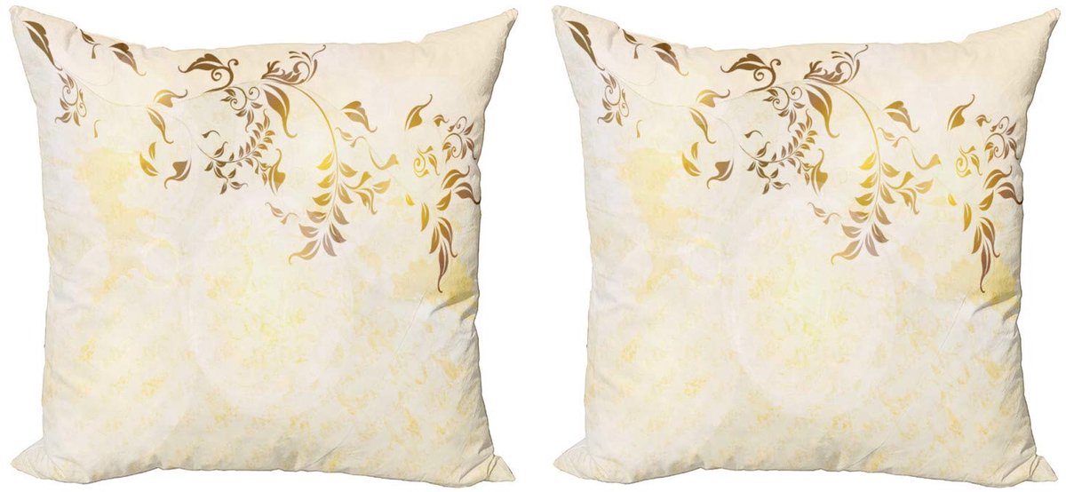 ABAKUHAUS beige kussenhoezen set 2x50x50 cm – dubbelzijdig bedrukt