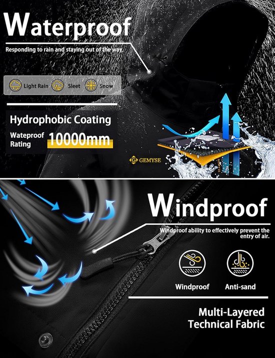 Gemyse Waterdicht ski-jack voor heren, winddichte outdoor Gemyse Waterdicht ski-jack voor heren, winddichte outdoor