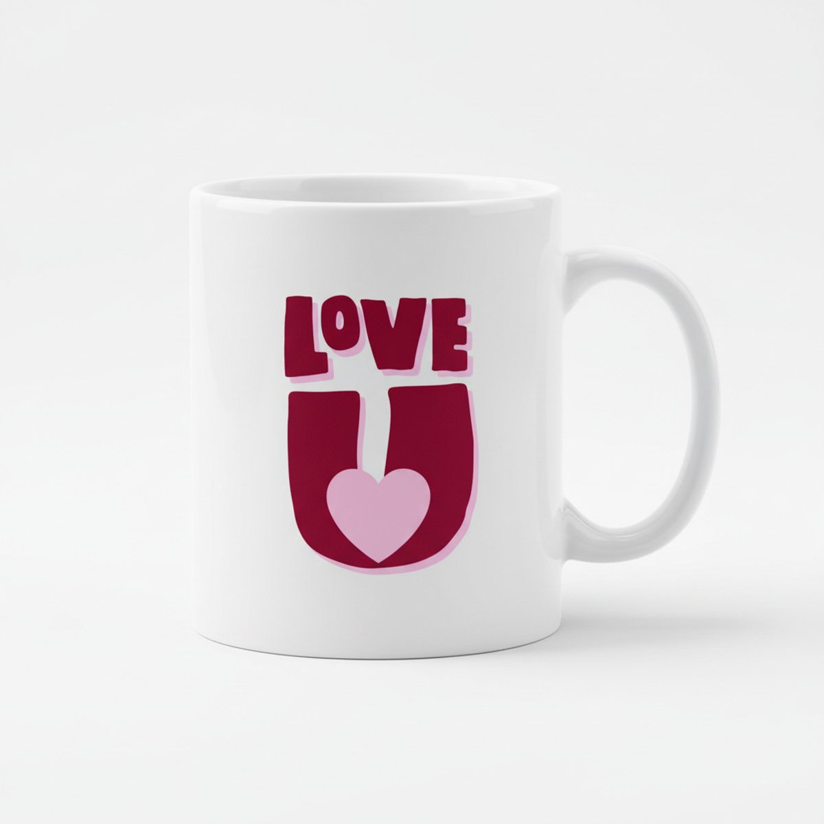 Love U Hart Mok – Romantische Liefde Tekst Koffiemok – 330 ml Keramische Mok