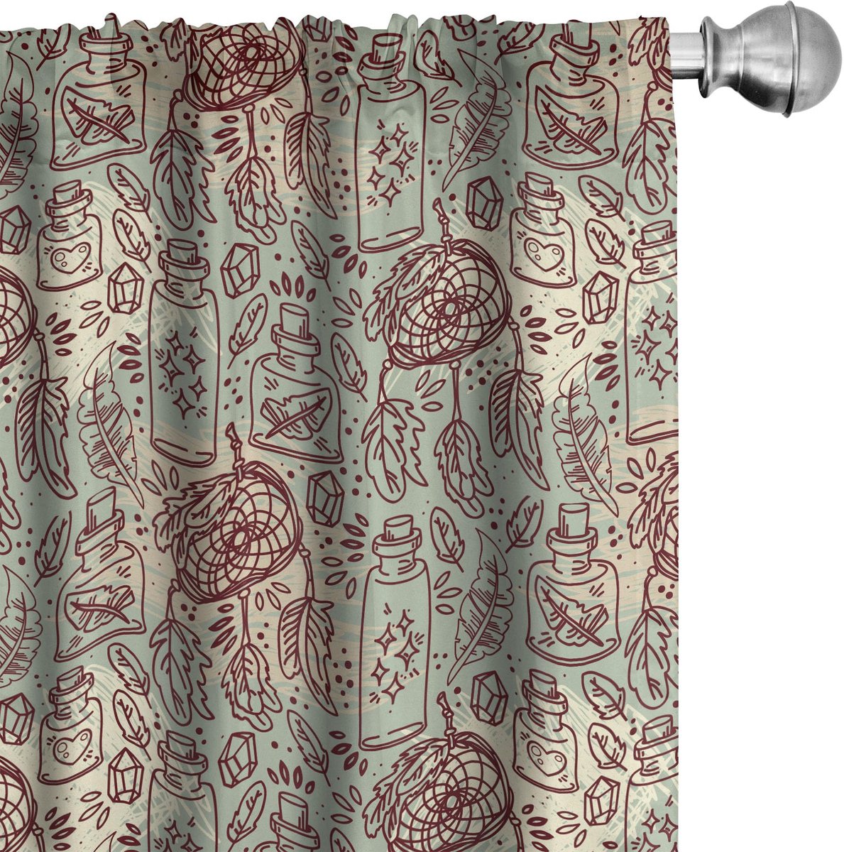 ABAKUHAUS Boho Gordijnen – 2x75x175 cm – Microfiber – Halverdonker Maroon