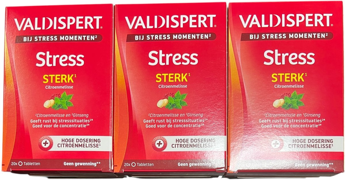 3 x Valdispert Stress Sterk - Citroenmelisse geeft rust bij stresssituaties* en Ginseng is goed voor de concentratie* - 20 tabletten