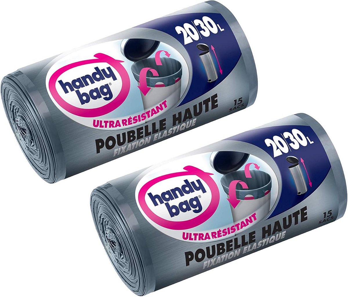 Robuuste Vuilniszakken met Elastische Rand en Handgrepen (20/30 Liter, 30 Stuks)