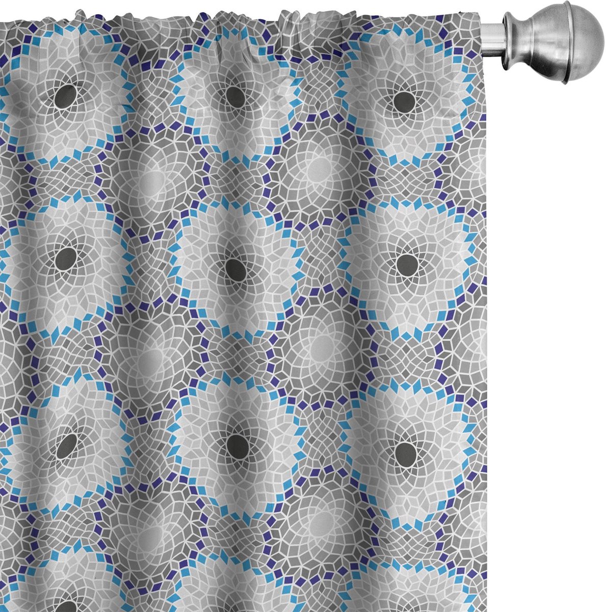 ABAKUHAUS Mozaïekgordijnen – 2x75×175 cm – halfdonker – lichtgrijs azuurblauw Pale Grau Azure Blau