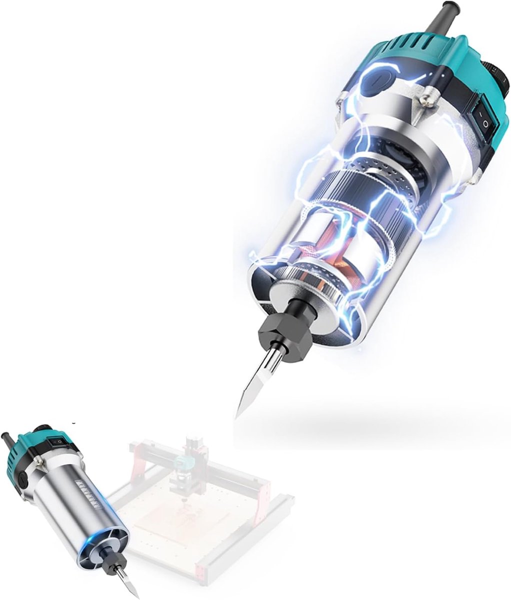 Twotrees 800 W CNC freespindel - maximaal 30.000 tpm - met niveau 6 snelheidsregeling - 65 mm handfrees - voor CNC freesmachine TTC450, TTC450 Pro - Graveerfreesmachine - CNC Milling Spindle