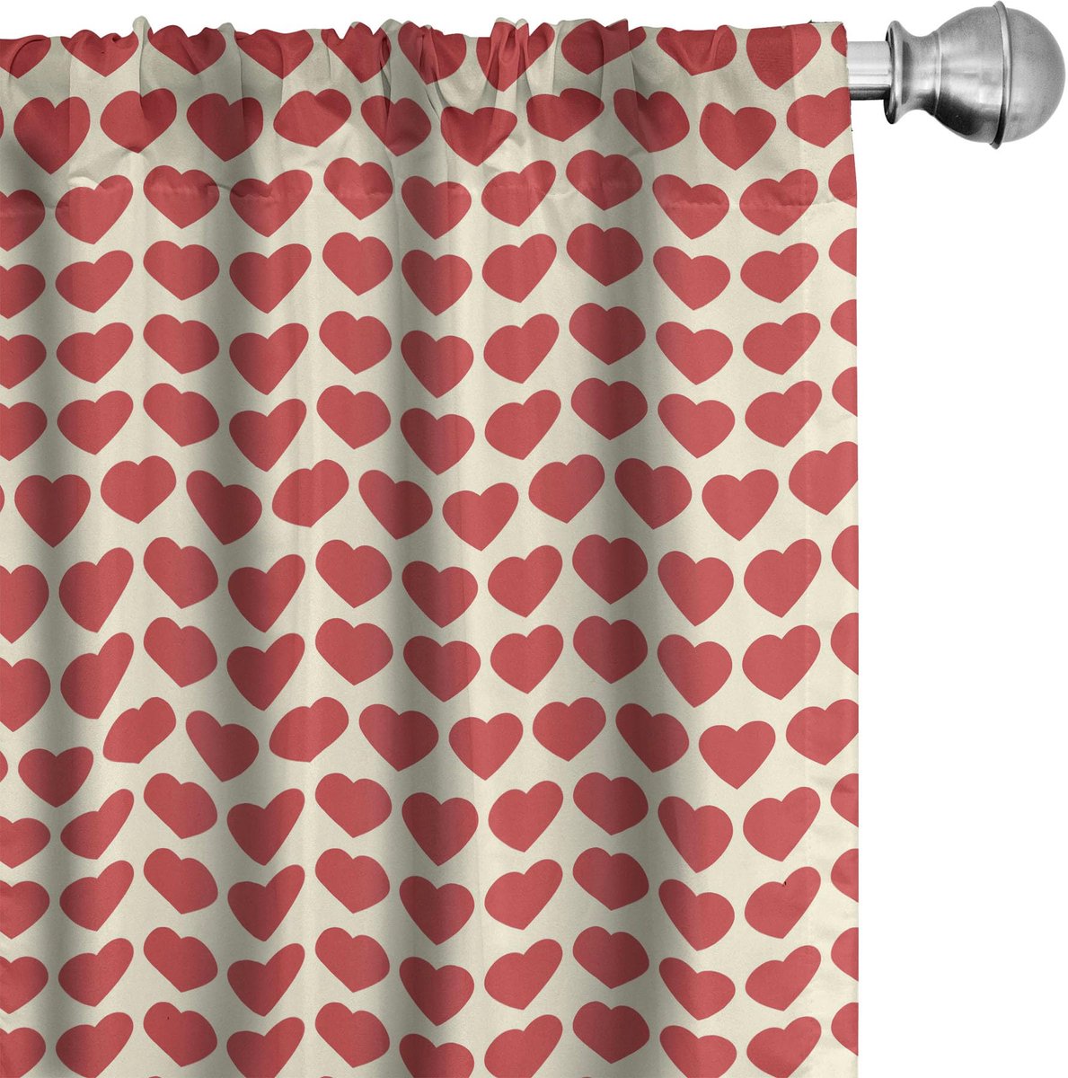 ABAKUHAUS Valentine – Gordijnen – 2x75x175 cm – microvezel – ivoorkleur donker koraal Elfenbein