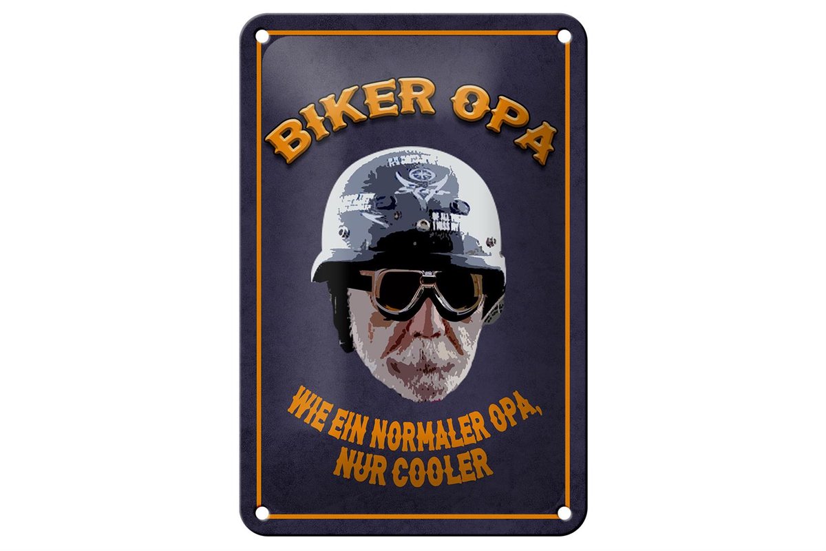 Blechschild Spruch 12x18cm Biker Opa wie ein normaler Opa