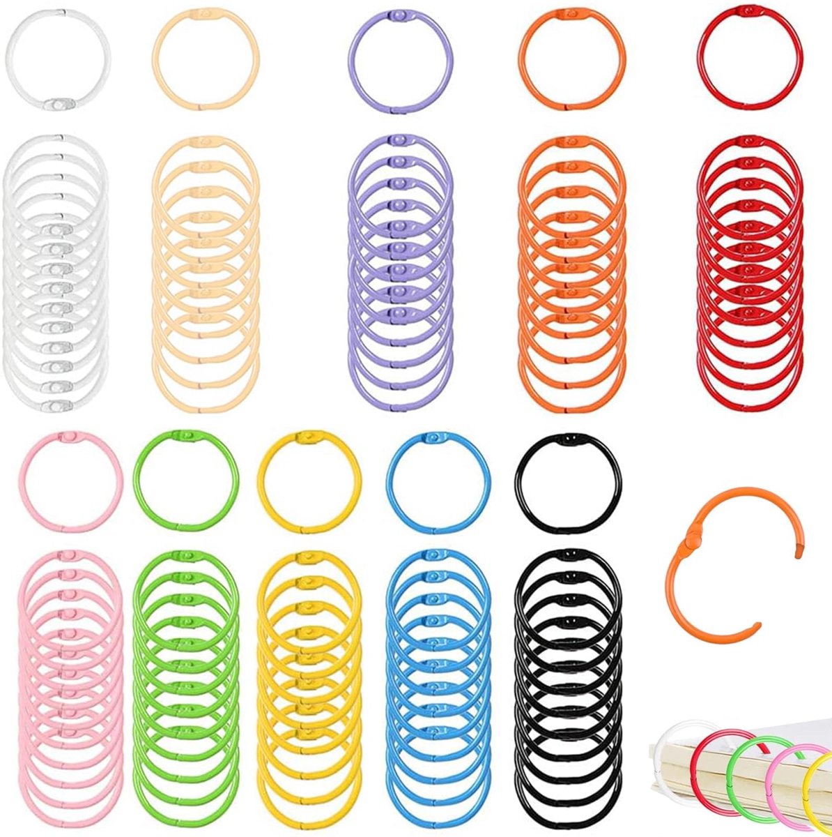 IMPERATORIS® Klikringen - Boekringen - DIY - Cipiersring Sleutelring/Sleutelringen voor Flashcards - 100 stuks