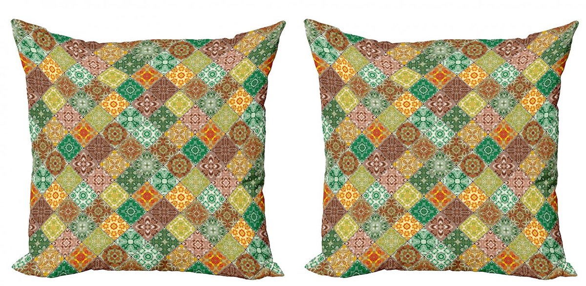 ABAKUHAUS kussenhoes – Set 2x40x40 cm – Dubbelzijdig bedrukt – Microvezel Groen