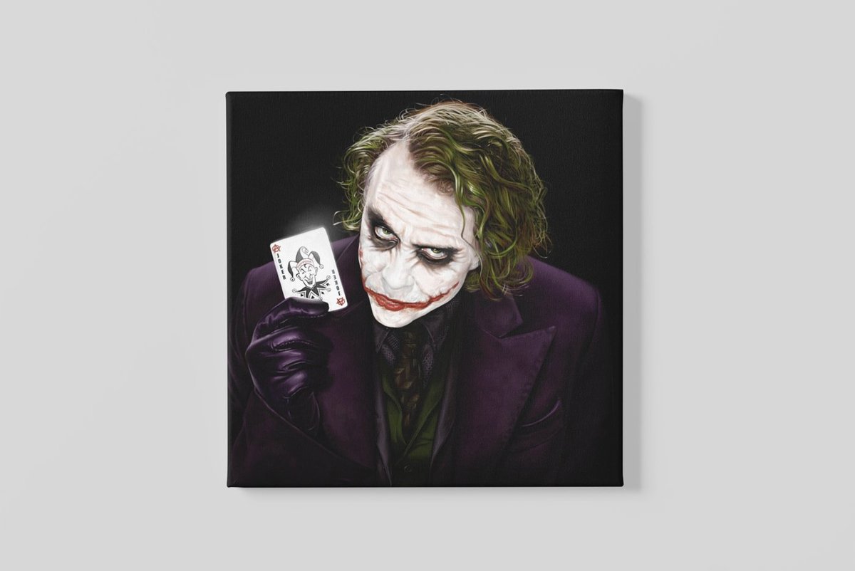 Trendex Global Vierkant Canvas Schilderij - Joker Kaart - 60x60 cm Wit