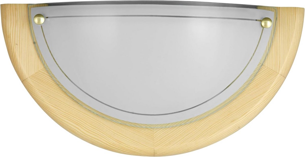 Ronde Houten Wandlamp Ø30cm met Gesatineerd Glas - Sfeervolle Binnenverlichting voor Woonkamer, Slaapkamer en Hal