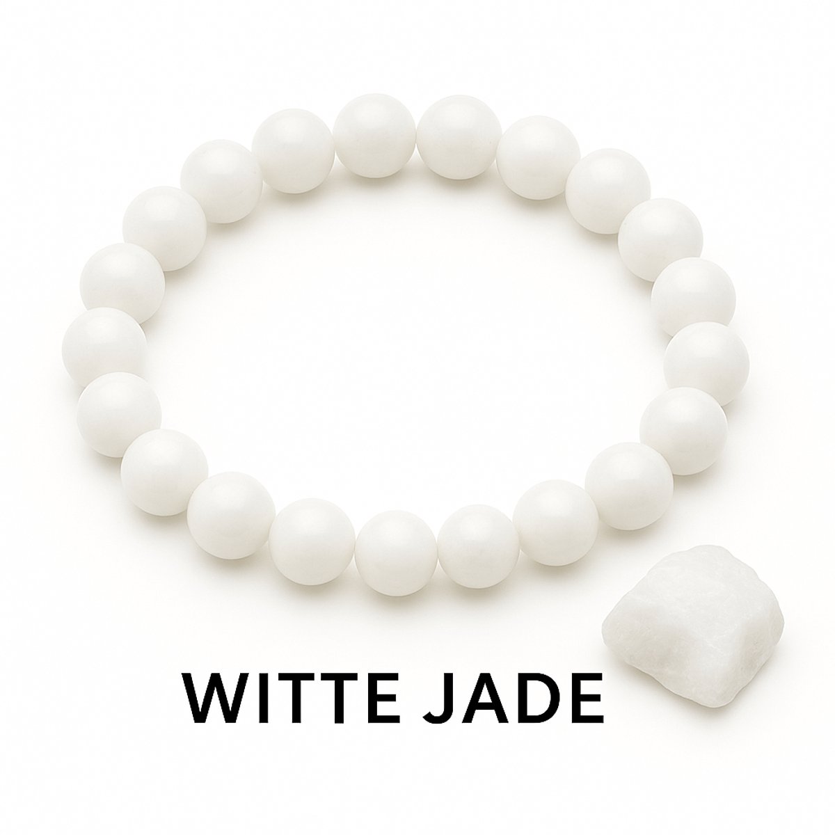 S4H® Witte Jade Armband – 8 mm Edelstenen – 18 cm – Kracht, Bescherming & Innerlijke Rust