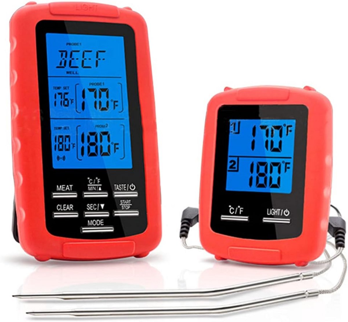 Draadloze Vleesthermometer met Dubbele Sonde voor BBQ en Oven - Waterdicht