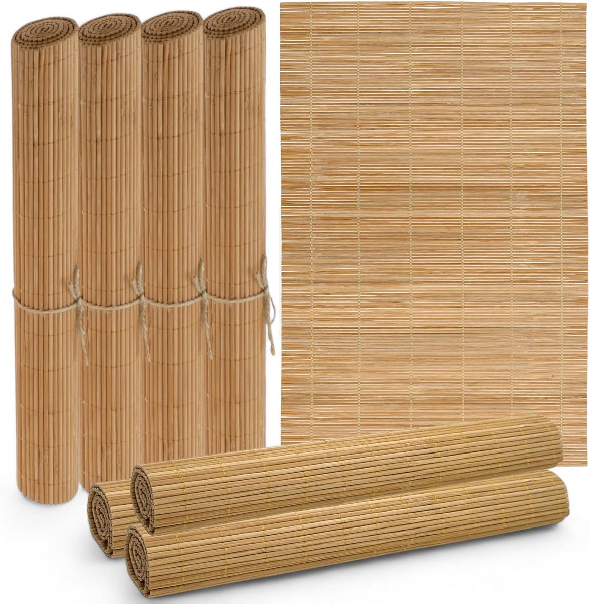 Set van 4 Bamboe Placemats 30x45 cm - Duurzaam en Afwasbaar Onderleggers