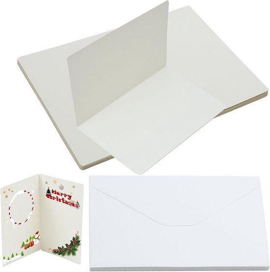 DJP 5x5 Vierkante Gevouwen Blank Wit Gladde Kaarten Enveloppen Pack Van 50 2928965659