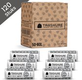 Trashure Vuilniszakken - Code H - Geschikt voor Brabantia prullenbak - 50/60 L - 6 rollen x 20 stuks - 50-60 liter met trekbandsluiting