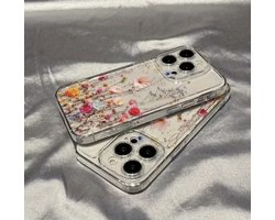 iPhone 16 Hoesje – iPhone 16 Floral Case – Transparant Hoesje met Gedroogde Bloemen – Luxe Shockproof Bescherming – Uniek Handmade Design