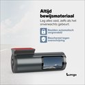 Grijze dashcam met rode bevestiging en tekst "Altijd bewijsmateriaal".