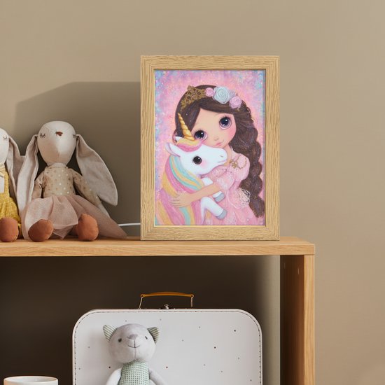 Nachtlampje 15x20 cm - Kinder lamp - Meisje - Eenhoorn - Glitter - Tafellamp kinderkamer - Slaapkamer lamp - Bedlamp kinderen - Kinderlampje stopcontact - Wandlamp babykamer - Nachtlampjes van Merkloos — afbeelding 3