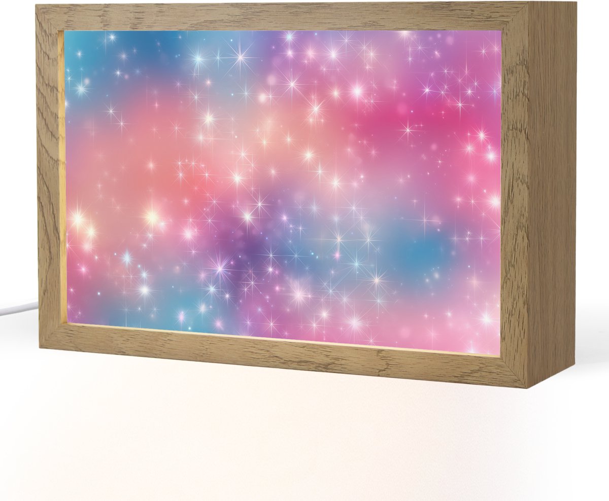 Nachtlampje 30x20 cm - Kinder lampje - Sterren - Abstract - Kleuren - Tafellamp kinderkame