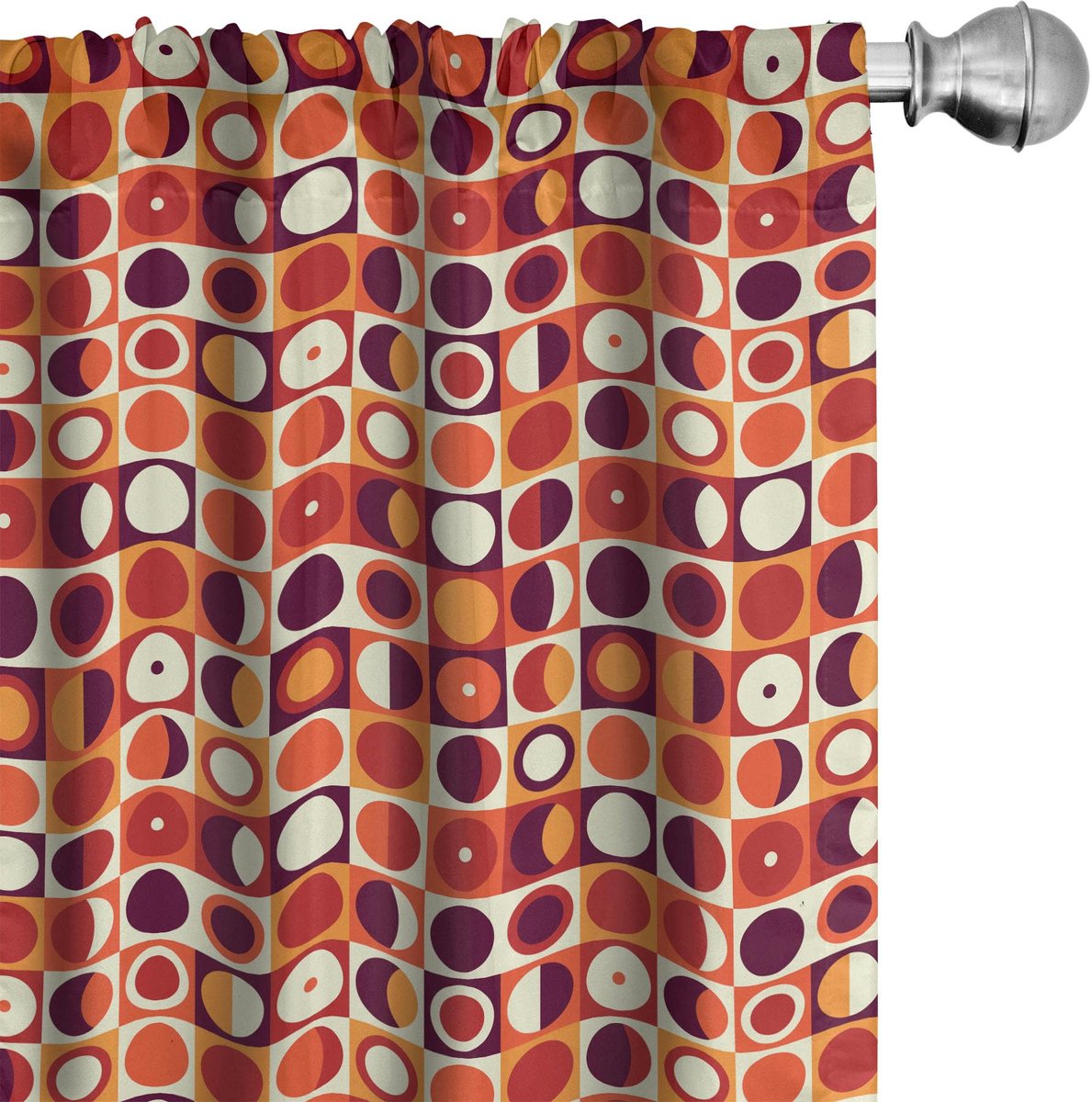 ABAKUHAUS Geometrische gordijnen – ovalen – 2x75x245 cm – Marigold Marigold Maroon