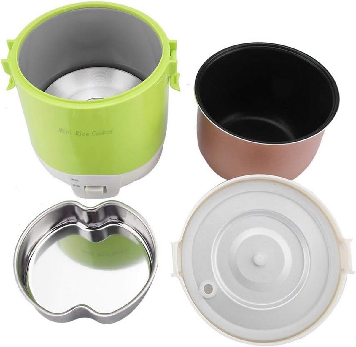 Mini Rijstkoker 24V 1.6L – Draagbaar & Elektrisch voor Auto Vrachtwagen en Onderweg Voedselstomer Inclusief Accessoires