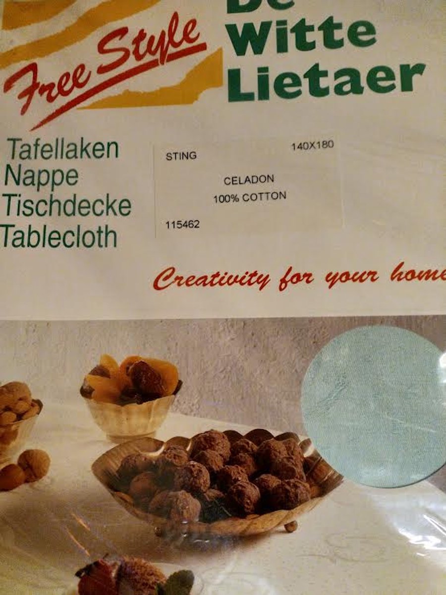 Damast Tafelkleed, Mint Groen, 180x140cm, De Witte Lietaer
