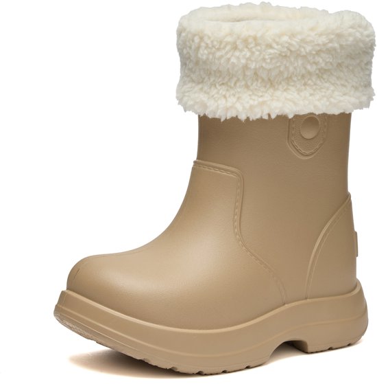 Ladeheid Kinder Ultralichte Regenlaarzen Met Warme Thermovoering Jongens Meisjes Antislip Regenlaarzen Kinderen Waterdichte Schoenen LA-CA- SplashButton (Olijfgroen, 32/33 EU