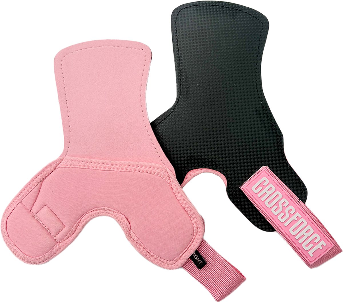 CrossFit CF x MV Grips Roze ONE-SIZE- Sport Handschoenen - Geschikt voor CrossFit, Fitness, Turnen & Gymnastics – Roze - Grips Vingerloos - Grips zonder Gaten - Ultra Sticky - wrist wraps - ondersteuning pols - 2x zweetbanden