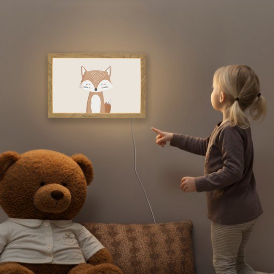 Nachtlampje 30x20 cm - Kinder lamp - Vos - Dier - Bosdieren - Tafellamp kinderkamer - Slaapkamer lamp - Bedlamp kinderen - Kinderlampje stopcontact - Wandlamp babykamer - Nachtlampjes van Merkloos — afbeelding 5