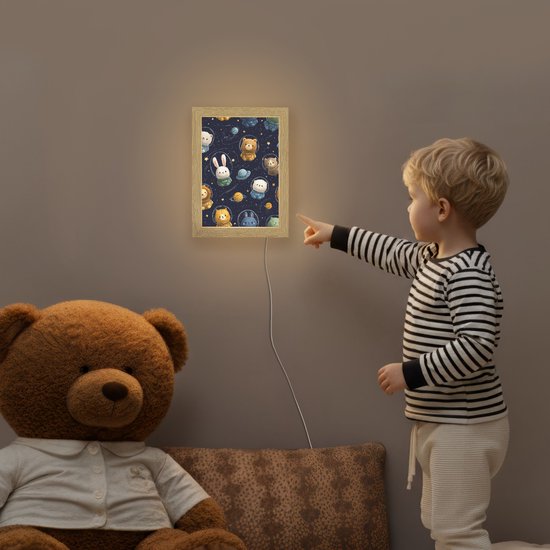 Nachtlampje 15x20 cm - Kinder lamp - Dieren - Sterrenhemel - Ruimte - Tafellamp kinderkamer - Slaapkamer lamp - Bedlamp kinderen - Kinderlampje stopcontact - Wandlamp babykamer - Nachtlampjes van Merkloos — afbeelding 5