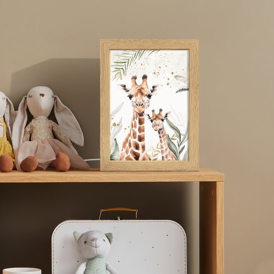 Nachtlampje 15x20 cm - Kinder lamp - Giraffe - Bladeren - Kinderen - Dieren - Jungle - Tafellamp kinderkamer - Slaapkamer lamp - Bedlamp kinderen - Kinderlampje stopcontact - Wandlamp babykamer - Nachtlampjes van Merkloos — afbeelding 3