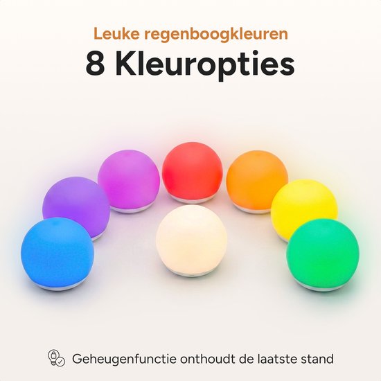 Oplaadbaar nachtlampje kinderen - Afstandsbediening - 8+ kleuren - Tijdfunctie - Wake-up Light - Sfeerlamp - Leeslamp - Tafellamp slaapkamer - Nachtlampje volwassenen - Touch bediening - Dimbaar - Draadloos - Nachtlampje baby - Draadloos bedlampje van Merkloos — afbeelding 5