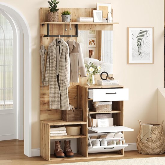 Complete Garderobe Set Met Spiegel Schoenenbank En Kast Compacte complete-garderobe-set-met-spiegel-schoenenbank-en-kast-compacte