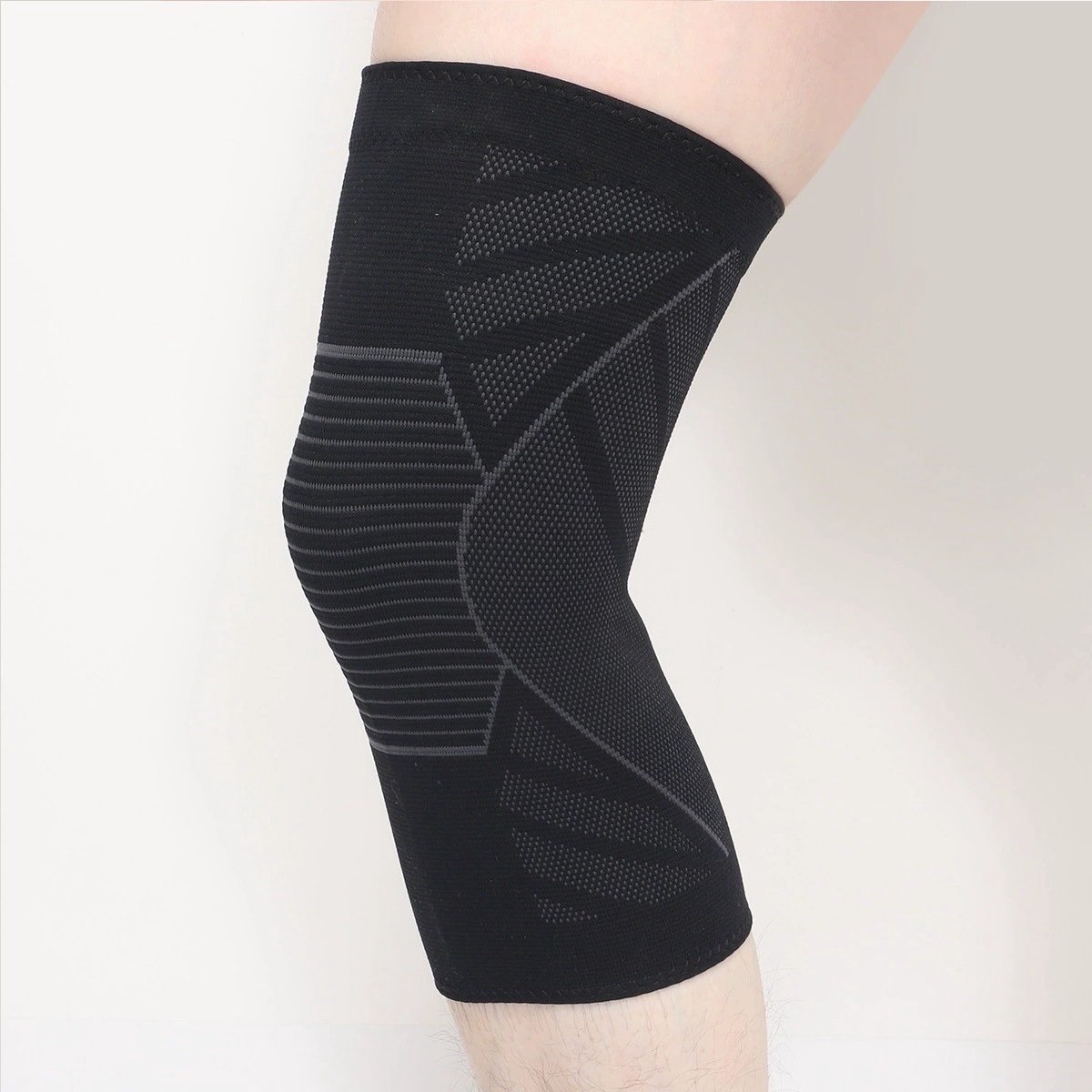 Zwarte sportkniebeschermers, nylon siliconen, antislip, airconditioning, warm, geschikt voor fietsen, aerobics, fitness, knieschijfondersteuning, elastische kniebeschermers, beenwarmers.