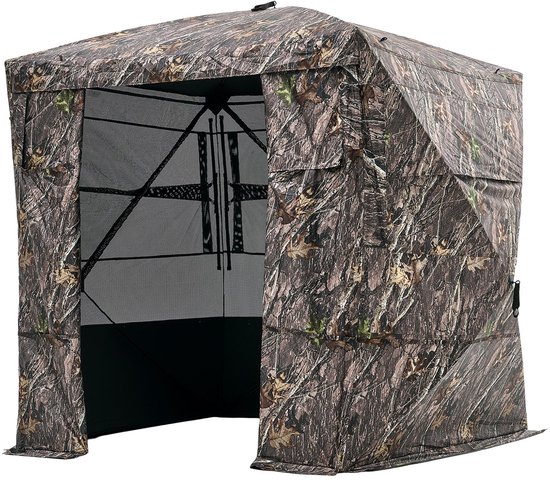 Jachtluik voor 4-5 Personen, Doorzichtig Grondtent Met Draagtas, 270° Zicht Camouflage Schuilplaats, Duurzaam Ontwerp Met Stille Magnetische Deur en Vensters, Ideaal voor Kalkoen- en Hertjacht — afbeelding 2