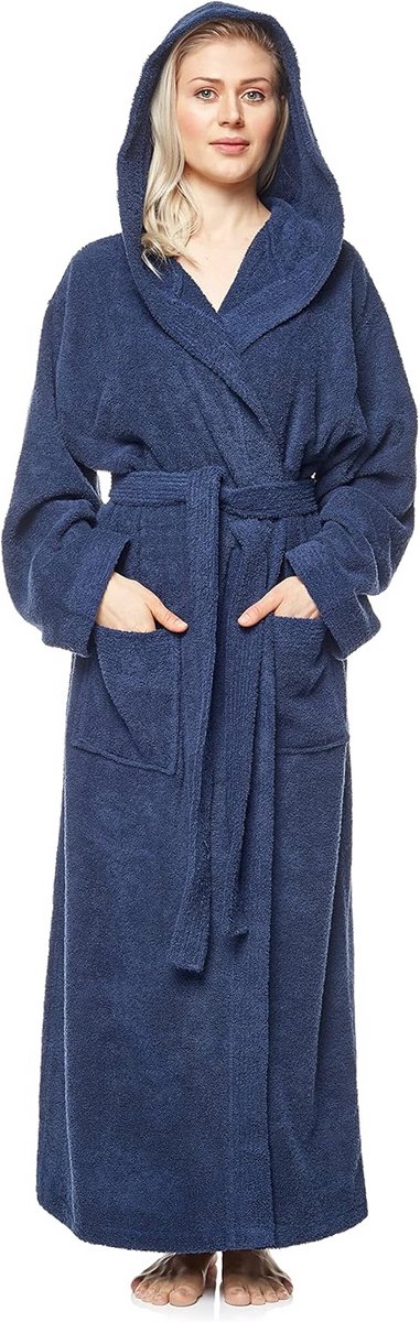Lange Dames Badjas met Capuchon van 100% Absorberend Katoen
