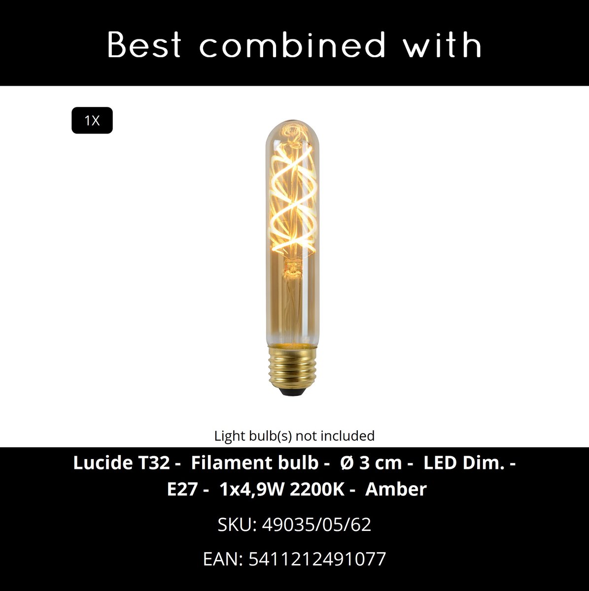 Lucide Cadix - Sokkellamp - Ø 16 cm - 1xE27 - IP65 - Zwart