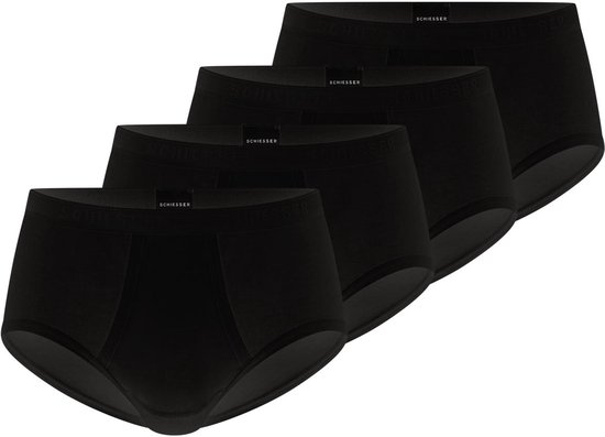 Schiesser Lot de 4 slips de sport pour hommes avec ouverture Original Classics à côtes fines