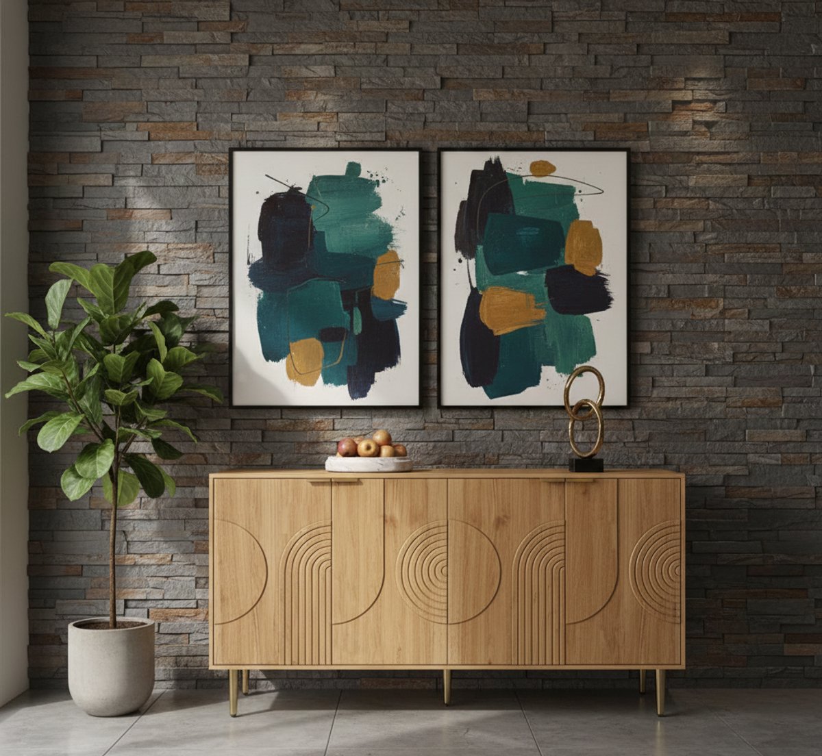 Dressoir / Sideboard Modern – 140x40x72 cm – Met 4 Deuren – Veel Opbergruimte – Massief Design – Metalen Gouden Poten – Woonkamer Kast – Buffetkast – Commode Kast – House&Garden