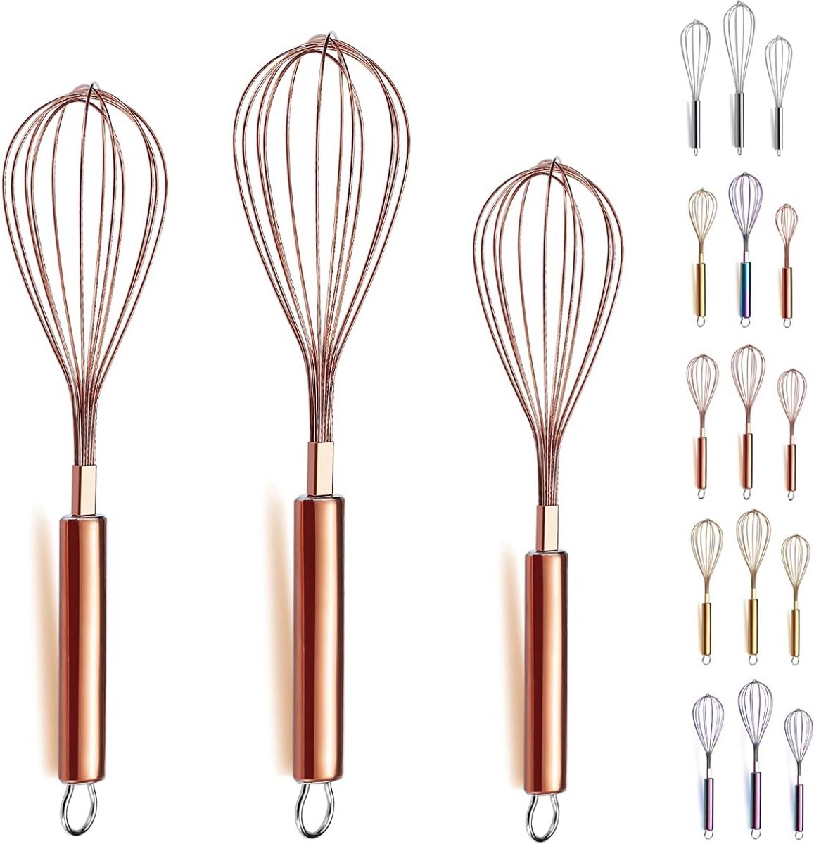Rose Goud Garde Set Roestvrij Staal 3 Stuks Kloppers Verschillende Maten