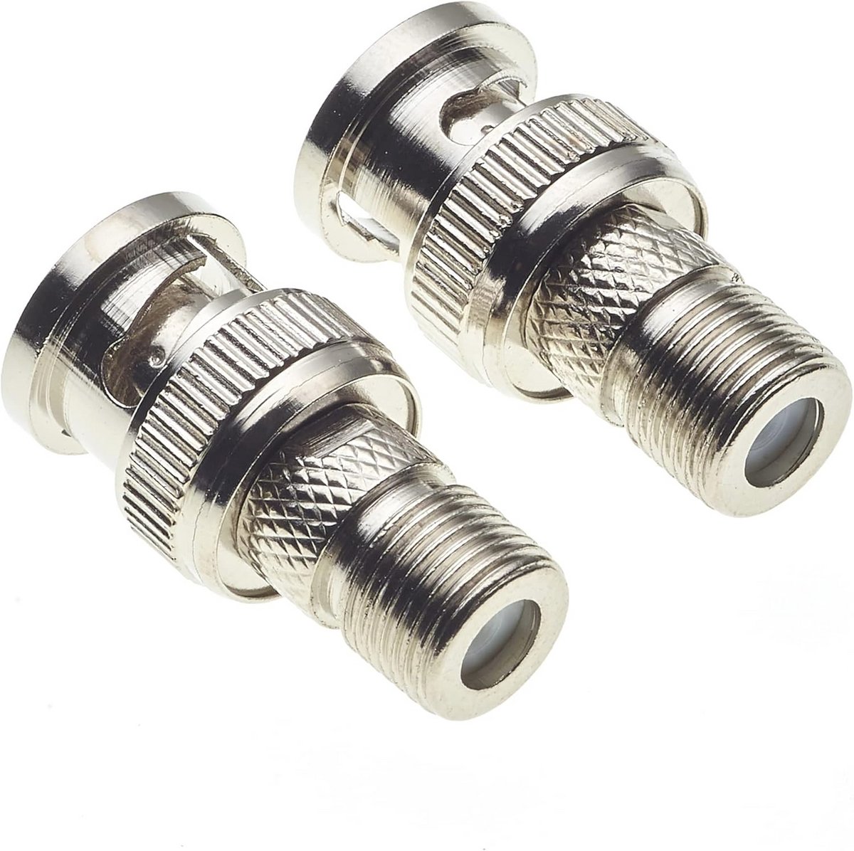 BNC Plug naar F Type Socket Adapter - 2 Stuks Nickel Geplateerd