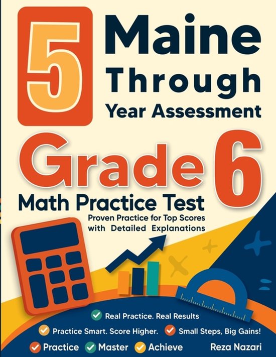 5 Maine Through Year Assessment Grade 6 Math Practice Tests - cover