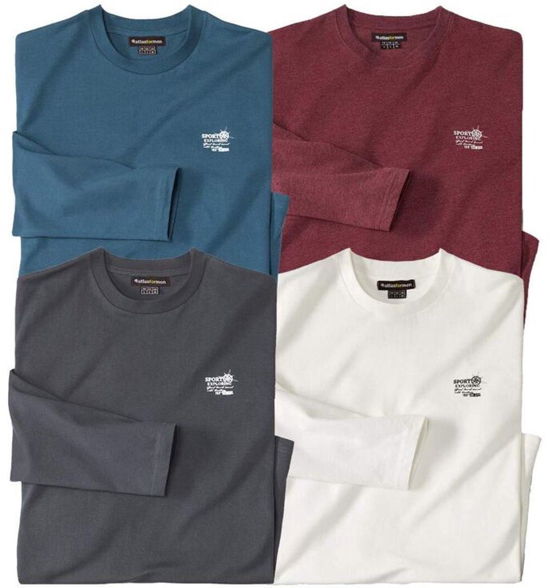 ATLAS FOR MEN - Set van 4 Sport Exploring T-shirts - Heren - Verkrijgbaar in grote maten - 3XL