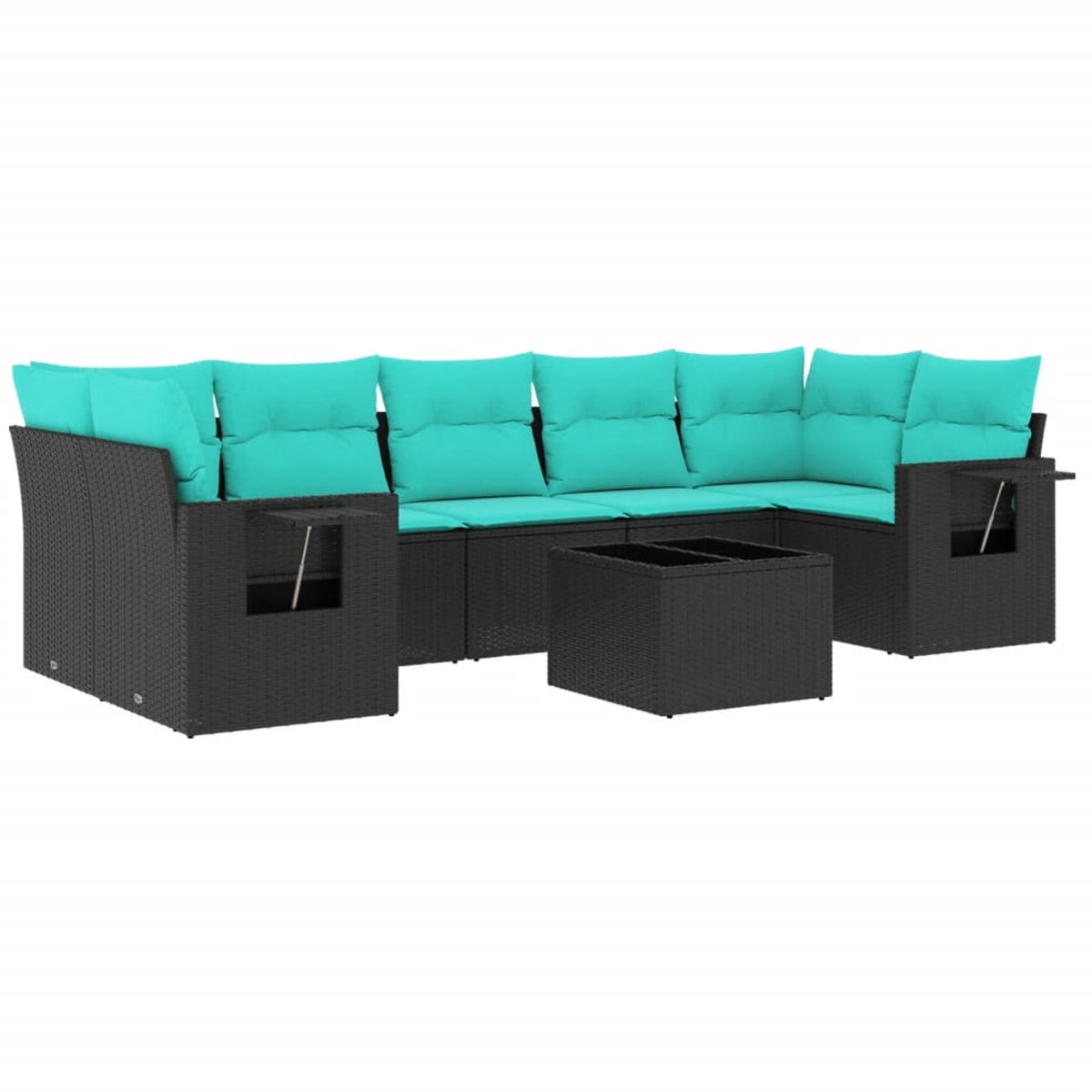 vidaXL - 8-delige - tuinbankset - met - kussens, - zwart - polyrotan