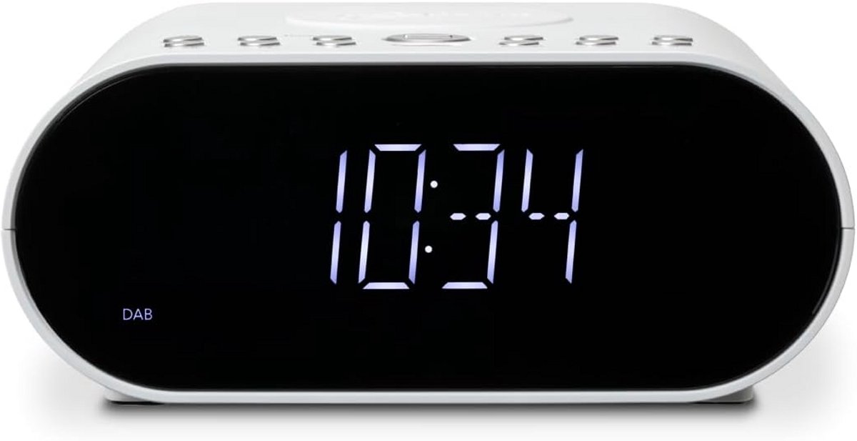Wekker Radio met DAB+/FM, Bluetooth en Draadloos Opladen - Wit