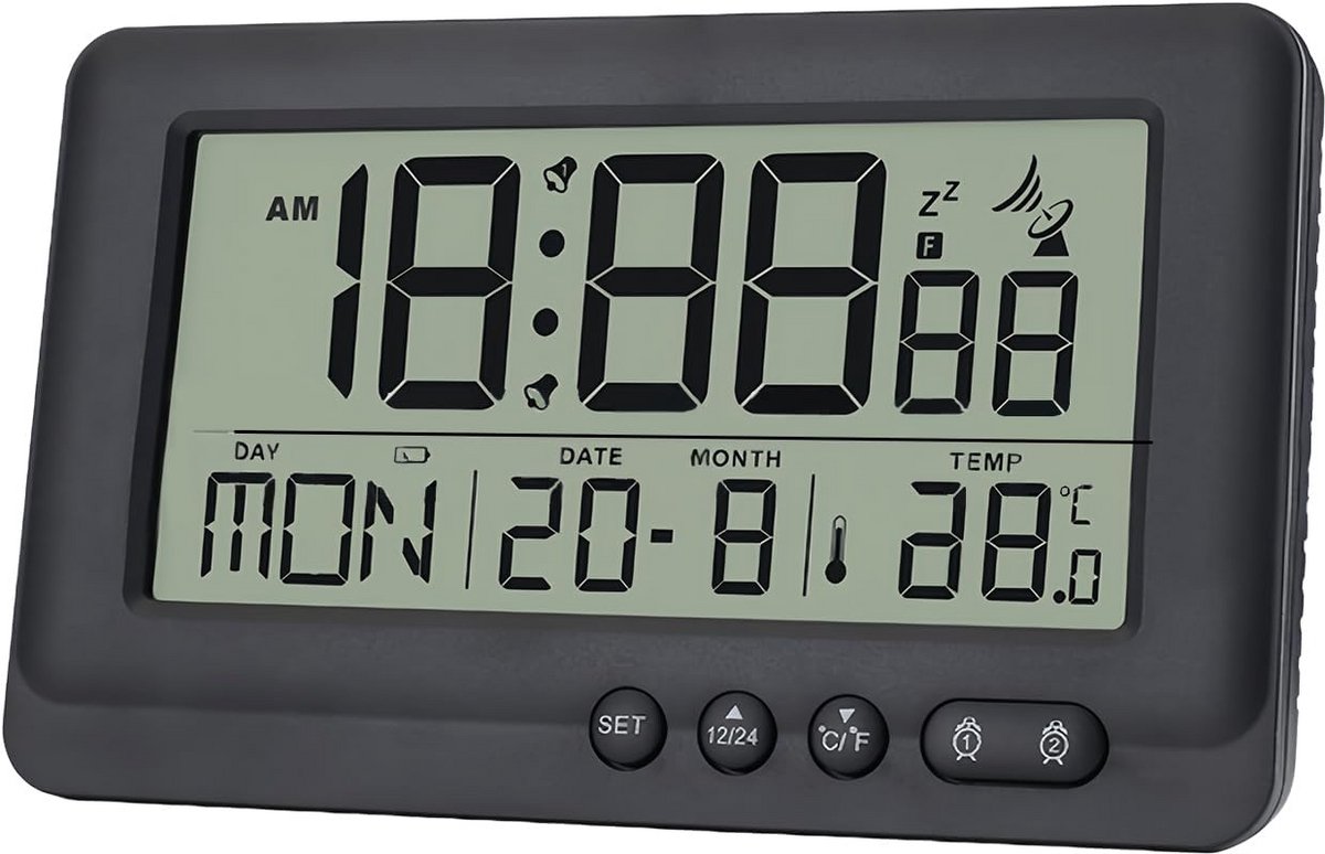 Draadloze Digitale Wekker met Snooze en Temperatuur - Batterijgevoed Reizen Alarm