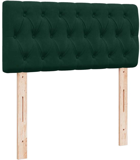 vidaXL - Sommier tapissier - avec - matelas - velours - vert foncé - 90x190 - cm