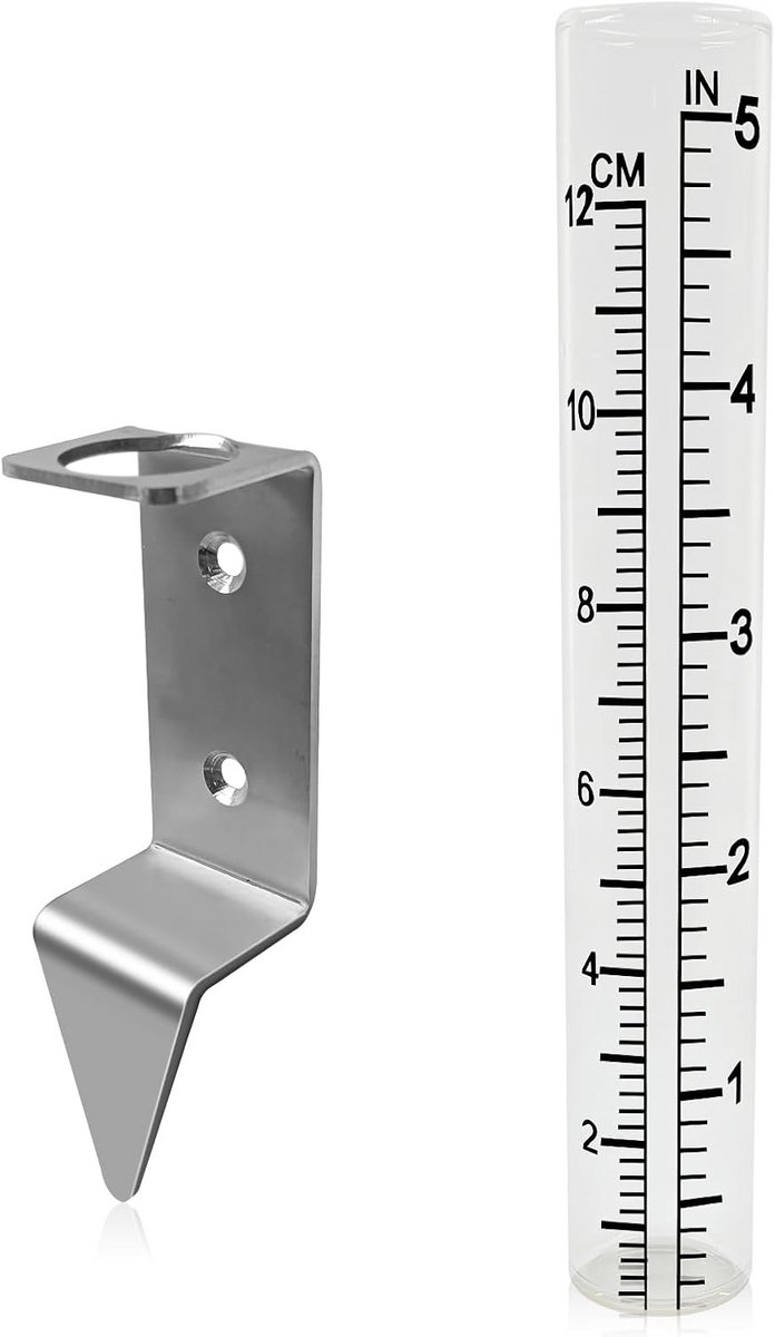 5 inch regenmeter buitenshuis - Nauwkeurige neerslagmeting voor tuin en gazon - Inclusief roestvrijstalen houder en vervangbare buis