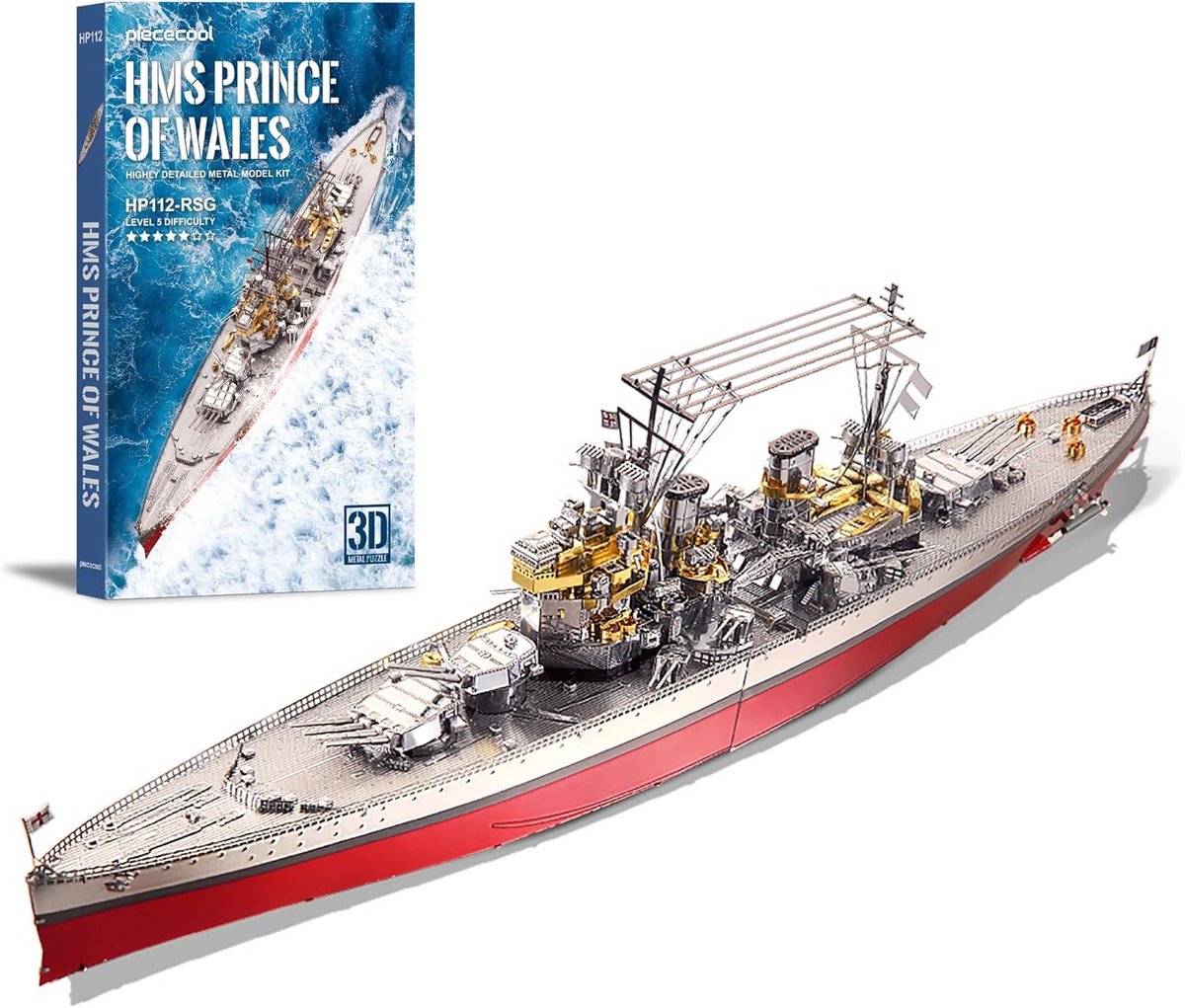 3D metalen puzzel van historisch slagschip, 282-delig model voor volwassenen