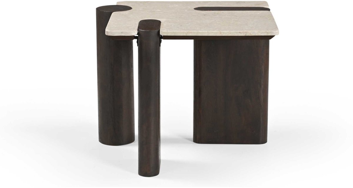 Starfurn Bijzettafel Maeve - Rechthoek Hout/Marmer - 57x50x45cm Bruin